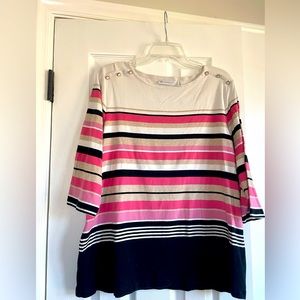 Stripe 3/4 sleeve knit top